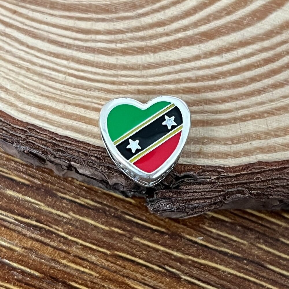 Pandora St.Kitts & Nevis Flag Saint Kitts and Nevis Heart Bead Charm